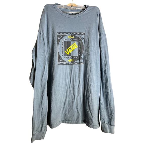 Vans "Off The Wall" T-Shirt Mens Blue Size XXL Classic-Fit Long Sleeve Crew Neck - Picture 1 of 5